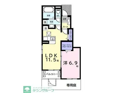 今津朝山アパートII(1LDK/1階)の間取り写真