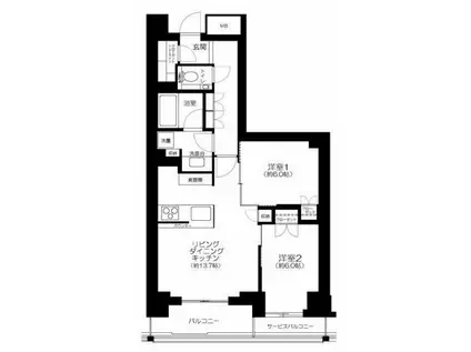 パークナード恵比寿(2LDK/2階)の間取り写真