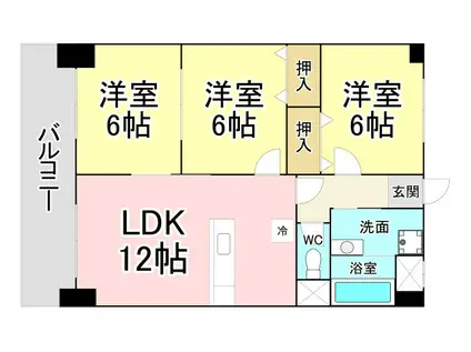 リバーサイド本城(3LDK/5階)の間取り写真