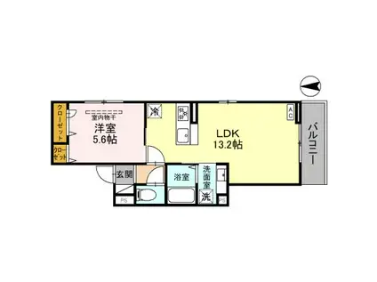 グランディールKAWAGUCHI(1LDK/2階)の間取り写真