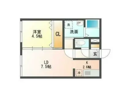 CHOU CHOU サウスFOREST(1LDK/2階)の間取り写真