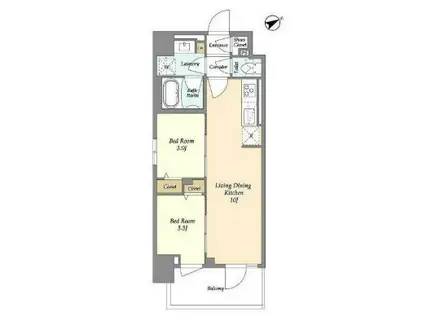 グランカーサ町屋II(2LDK/2階)の間取り写真