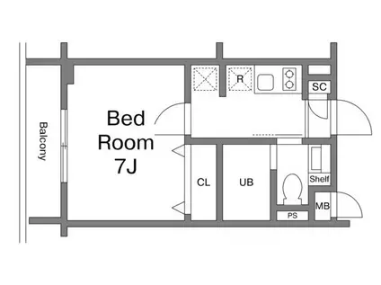エヌフラット中目黒(1K/2階)の間取り写真