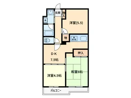 コスモ北与野(3DK/2階)の間取り写真