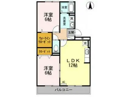 ビッグベアハイツII(2LDK/2階)の間取り写真