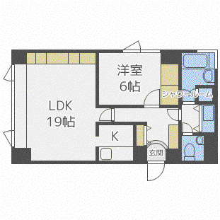 グランデュール旭ヶ丘(1LDK/5階)の間取り写真