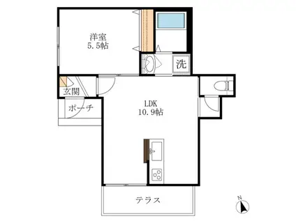 GIOIA(1LDK/1階)の間取り写真