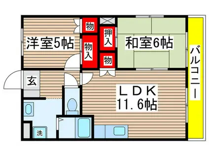 アクエリアス(2LDK/2階)の間取り写真