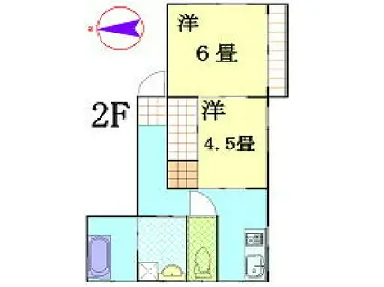 本間ハイツ(2K/2階)の間取り写真