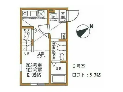 ハーミットクラブハウス常盤台(ワンルーム/1階)の間取り写真