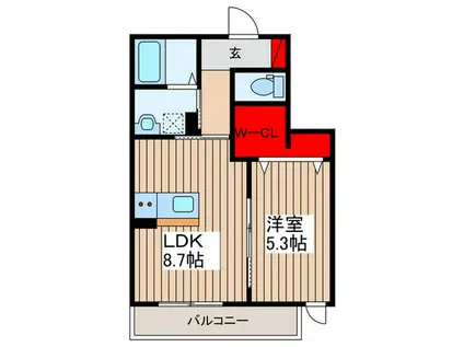 メゾン ド ルピナス(1LDK/2階)の間取り写真