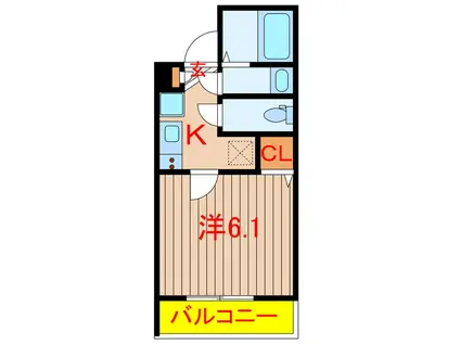 ヘリオス芝山(1K/1階)の間取り写真