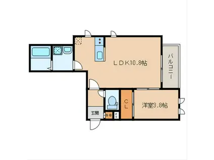 プレステージ大橋(1LDK/3階)の間取り写真