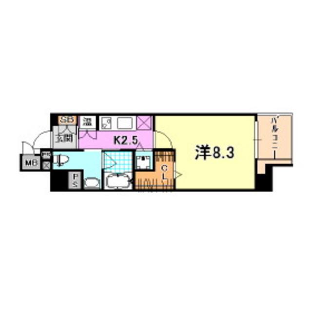 レジディア神戸磯上(1K/5階)の間取り写真