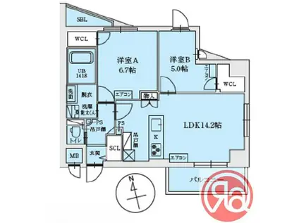LEGALANDABENO SANMEICHO(2LDK/3階)の間取り写真