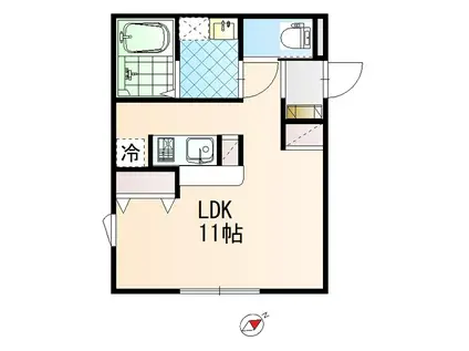 山形新幹線 米沢駅 徒歩10分 2階建 築3年(ワンルーム/2階)の間取り写真