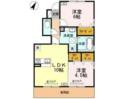 D-ROOM小矢部(2LDK/1階)の間取り写真