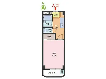 コーポ越前(1DK/2階)の間取り写真