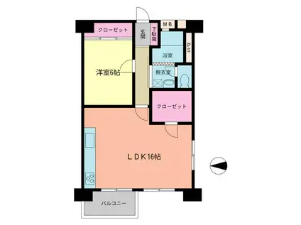東武伊勢崎線 とうきょうスカイツリー駅 徒歩4分 14階建 築54年(1LDK/3階)の間取り写真