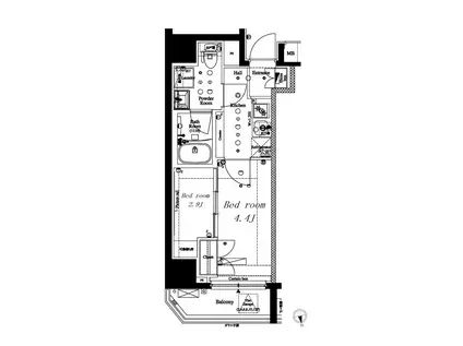 アークマーク国分寺(2K/8階)の間取り写真