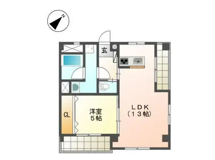 柴山ビル(1LDK/3階)の間取り写真