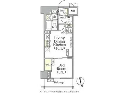 ザ・パークハビオ神楽坂レジデンスサウス(1LDK/6階)の間取り写真