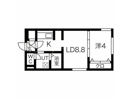 プリヴィレッジ東札幌(1LDK/2階)の間取り写真