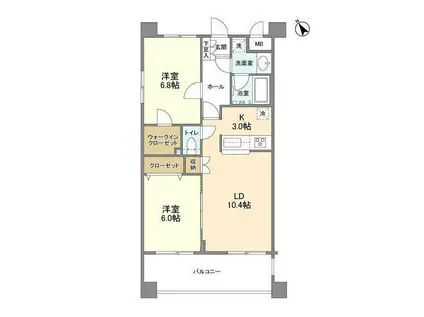 サンハイム鶴見(2LDK/1階)の間取り写真