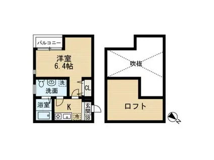 ハピネスヒルズ(1K/1階)の間取り写真