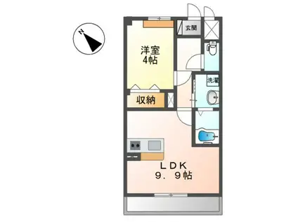 ウエストクリークII(1LDK/2階)の間取り写真