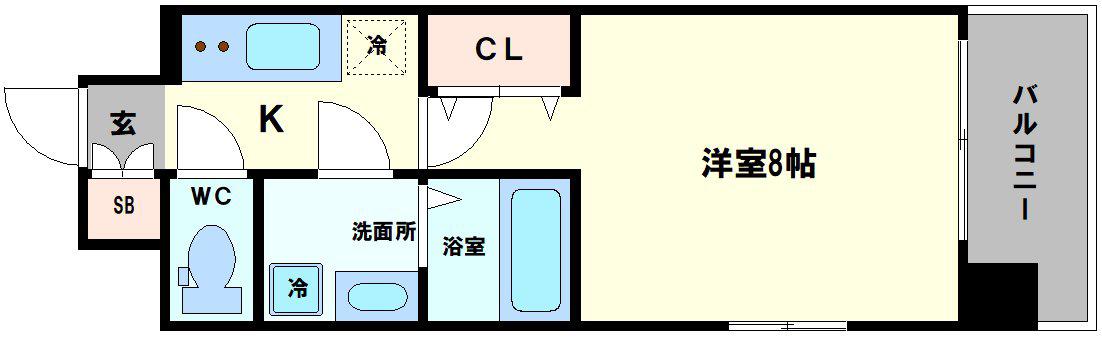 ワールドアイ難波南PORTA(1K/11階)の間取り写真