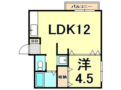 シェリル塚口(1LDK/2階)の間取り写真
