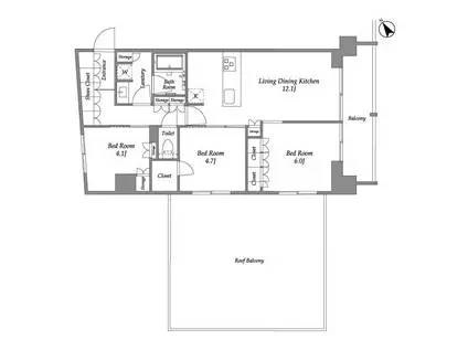 シーズンフラッツ大森西(3LDK/15階)の間取り写真