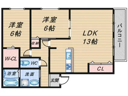 モアナビラII(2LDK/1階)の間取り写真
