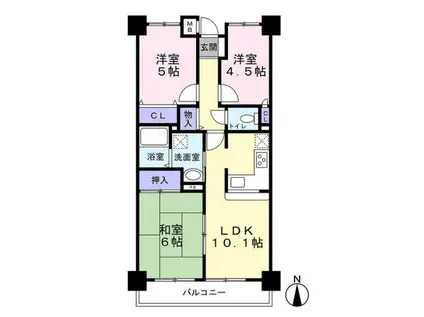 プレステージ明石駅前II(3LDK/6階)の間取り写真