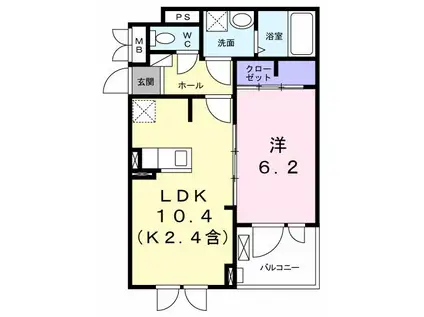 ジェルメ・ブリーズIII(1LDK/2階)の間取り写真
