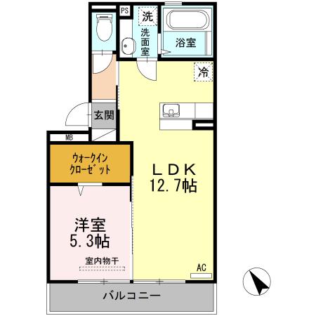 エクセル大窪(1LDK/3階)の間取り写真