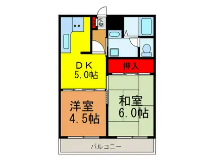 ラポールヤマミツ(2DK/4階)の間取り写真
