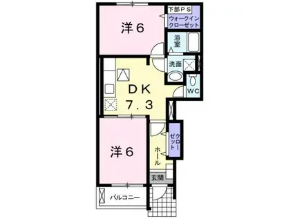 スクエアI(2DK/1階)の間取り写真