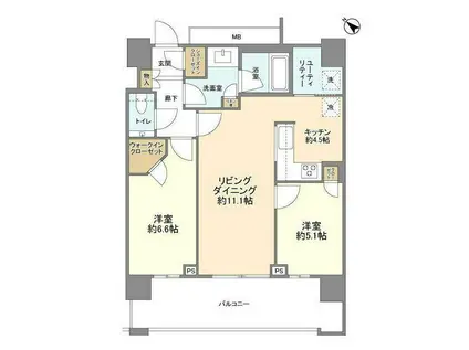 クロスエアタワー(2LDK/26階)の間取り写真