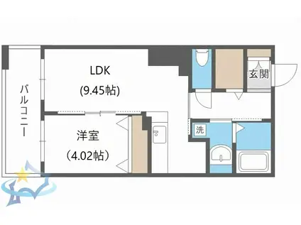 KDXレジデンス大通公園(1LDK/3階)の間取り写真