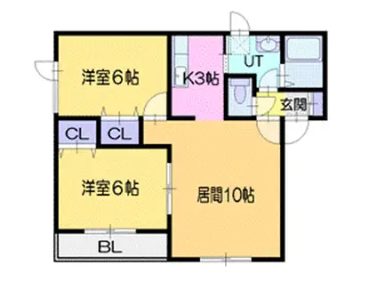 リビング17(2LDK/2階)の間取り写真