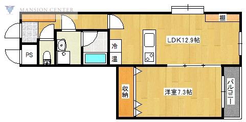 ホポロ大形本町(1LDK/1階)の間取り写真
