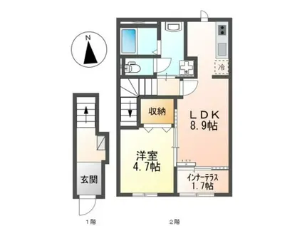 シャイン・ウエスト(1LDK/2階)の間取り写真