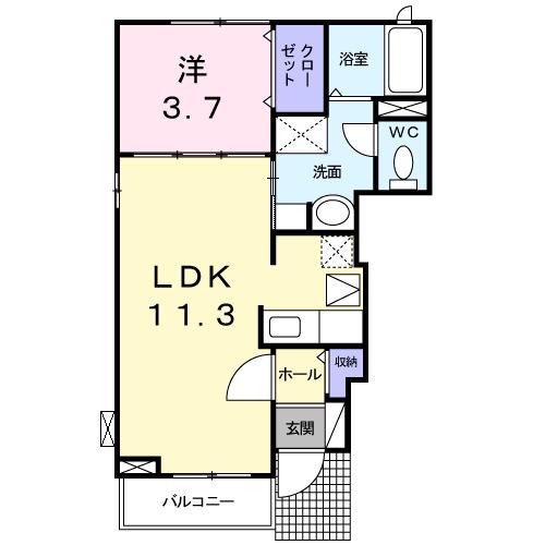 サウスビューFUJI(1LDK/1階)の間取り写真