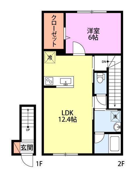 シェラトン秋葉A棟(1LDK/2階)の間取り写真