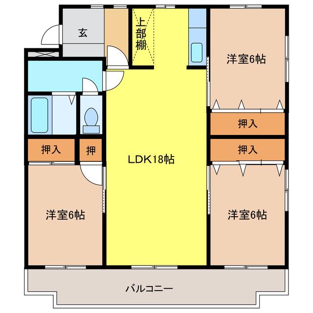 松崎パストラルコート(3LDK/1階)の間取り写真