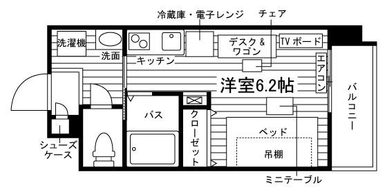 SERENO-N5(ワンルーム/9階)の間取り写真