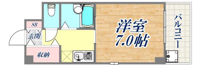 ライフかすがの(1K/4階)の間取り写真