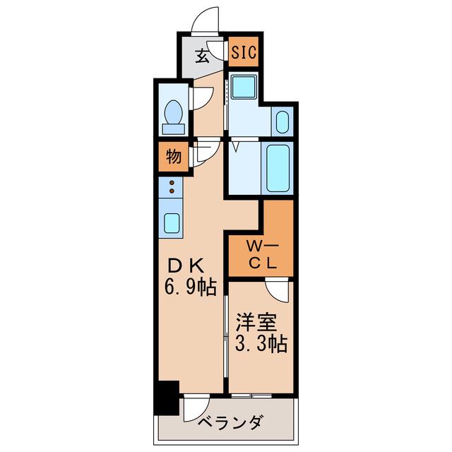エステムコート名古屋新栄Vラポール(1DK/6階)の間取り写真